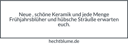 Neue , schöne Keramik und jede Menge Frühjahrsblüher und hübsche Sträuße erwarten euch. hechtblume.de